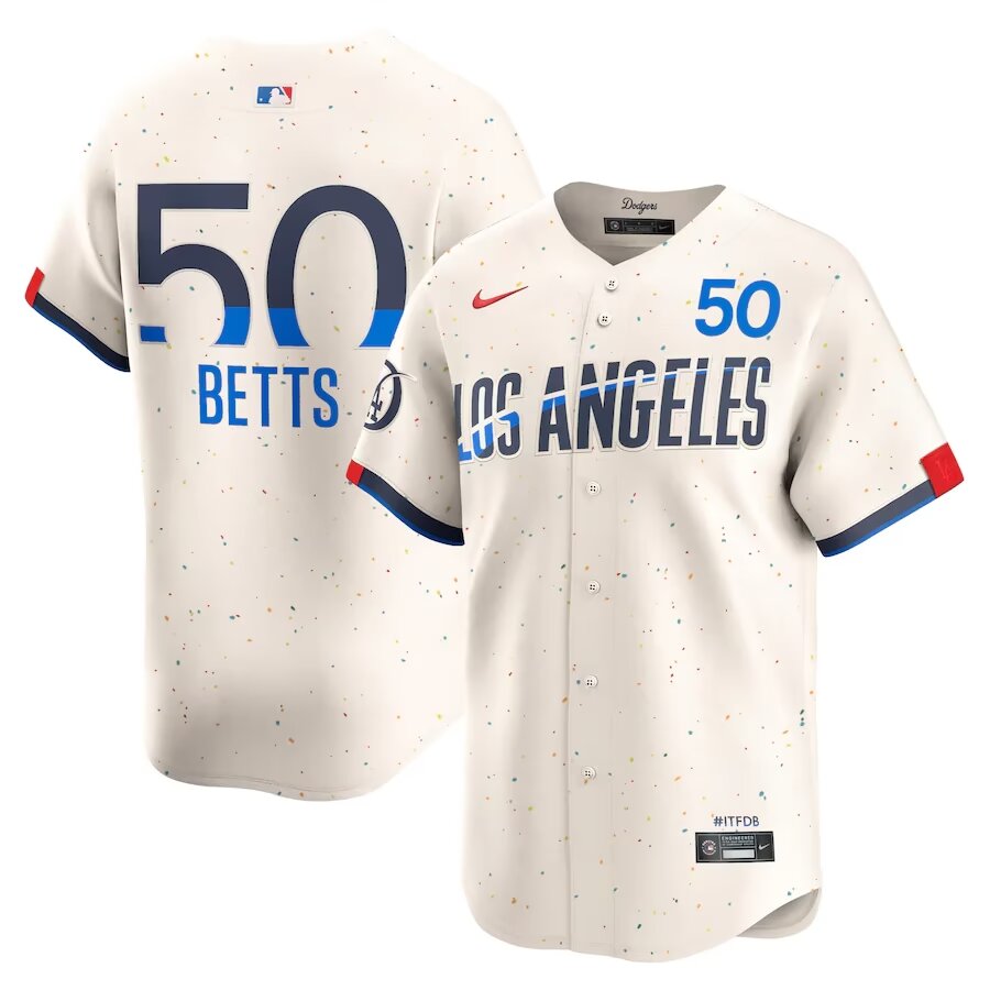 Men Los Angeles Dodgers #50 Betts white Nike Game MLB 2024 Jersey new style
